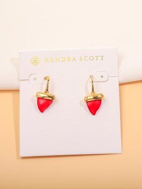 NEW Kendra Scott Oleana Gold Red Mother-Of-Pearl Earrings